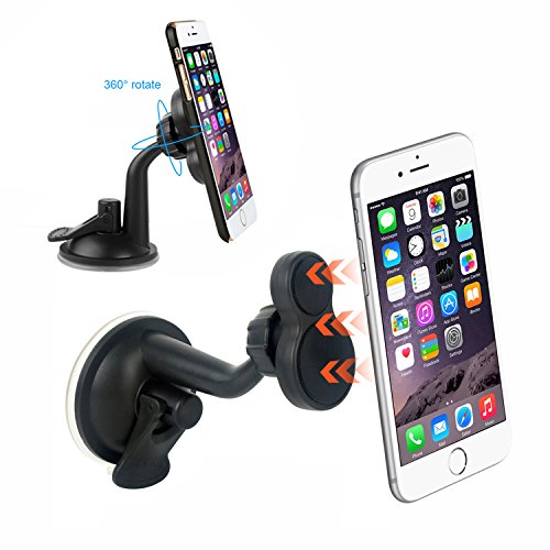 Supporto magnetico per telefono cellulare per auto, supporto per ventosa d'aria, rotazione di 360 gradi-2 in 1 cruscotto per auto universale / parabrezza / supporto per presa d'aria per GPS smartphone