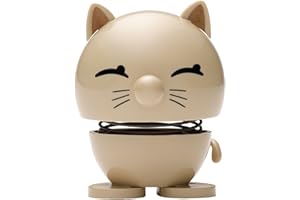 Hoptimist Tier, Katze, Wackelfigur & Glücksbringer Skandinavisch, Wohnzimmer & Schreibtisch Deko, Büro Gadget, Tolle Kleine Geschenke, 5,5 x 5,9 x 7,3 cm, Small, Latte