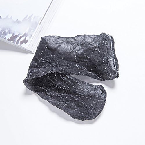 Maivasyy 3 Pairs of Socks Natural Folds 5D Slim Candy Colors of Silver Stacks Socks Loose Breathable Flash Stockings, Black,