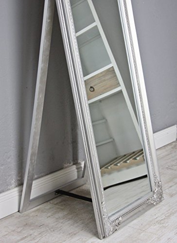 elbmöbel Standspiegel 180cm groß in silber antik mit Patina aus Holz im Landhaus-Stil - 2