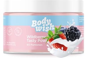 BODYWISH - Wildberry Tasty Powder - Low-Calorie Flavour Powder | Natural Taste - Sugar Substitute Nutrition | 1 x 150 g - Wildberry Aroma