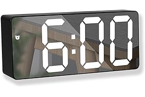 BSWL Reveil Numerique Avec Temperature,Horloge Numérique avec Grand écran LED Horloge Digitale a Pile/USB Réveil Numérique Horloge Luminosité Réglable Digitale Murale 2 Alarmes, 12/24H, Fonction Snooze