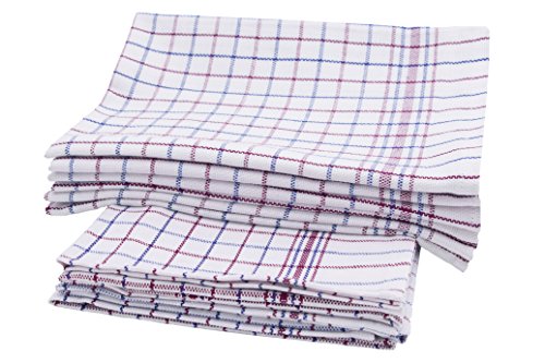 ZOLLNER® 12er-Set Geschirrtücher / Küchenhandtücher / Trockentücher / Handtuch für Küche rot-blau-weiß-kariert 65x70 cm aus 100% Baumwolle, vom Hotelwäschespezialisten, Serie "Thea"