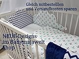 BABY BETTWÄSCHE SET „STARS“ 4tlg- Bett Set 135/100 VOILE fürs BABYBETT 140/70 cm, Bettwäsche gestickt, Nestchen, Himmel(Baldachim, Moskito) - 4