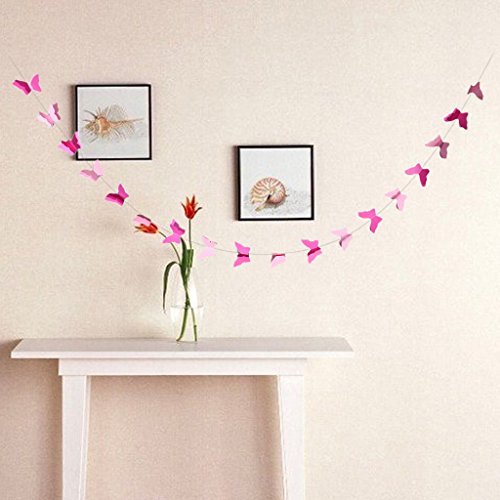 Gazechimp Papier Schmetterling Wimpel Girlande Süße Bunting Wimpelkette Dekor – Rosa, 2,8 m - 2