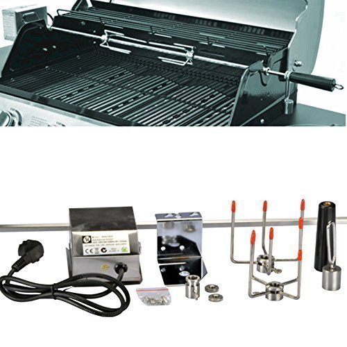 93cm verchromter Drehspieß Grillspieß für Gasgrill Grill mit Motor 220V / 8x8mm