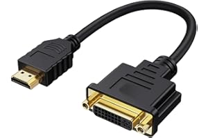 Qneneam HDMI to DVI Cable Adapter, Bi-Directional - Female DVI-I Dual Link to Male HDMI, 1080p Full HD 60Hz, Gold Plated Connector for PC TV Projector Gaming Consoles Monitors, 1ft / 0.3m