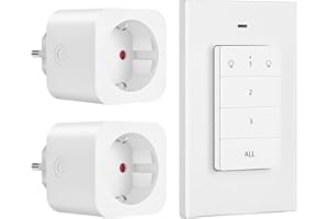 DEWENWILS Gniazda radiowe z pilotem zdalnego sterowania, plug-in wł./wył. radiowy przełącznik ścienny, zestaw gniazd radiowych, 3680 W, rozszerzalny włącznik światła do dekoracji świątecznej, zasięg