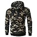 Produktbild URSING Herren Shirts Männer Langarm Camouflage Hoodie Tarnung Gedruckt Sweatshirt mit Kapuze Tops Tee Pullover Outwear Bluse Longsleeve T-Shirt Langarmshirt Kapuzenpullover (Armeegrün,L)