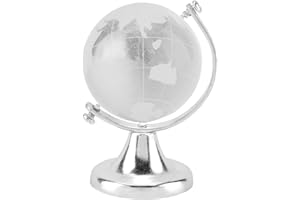 AUNMAS Crystal Glass Globe, 2.56 * 1.57in Silver Magic Crystal Sphere Round Earth Globe World Map Crystal Glass Ball Decorative Crystal Balls Desktop Ornament Home Office Decor(2#)