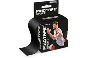 Pinotape Sport Sensitive Tape Light Black 5 cm x 5 m Waterproof Kinesio Tape for Sensitive Skin Latex-Free Strong Adhesion (1 Tape = 5 Metres)
