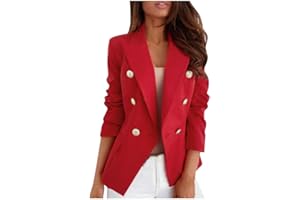 Buetory Womens Casual Blazers Open Front Long Sleeve Work Office Suit Jackets Lapel Collar Double Breasted Sport Coat Outwear