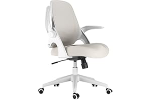 Hbada Office Chair Desk Chair with Flip Up Armrests, Breathable Mesh Ergonomic Office Chair with Adjustable Height & PU Wheels, Swivel Computer Chair Home Office Chair, Gray