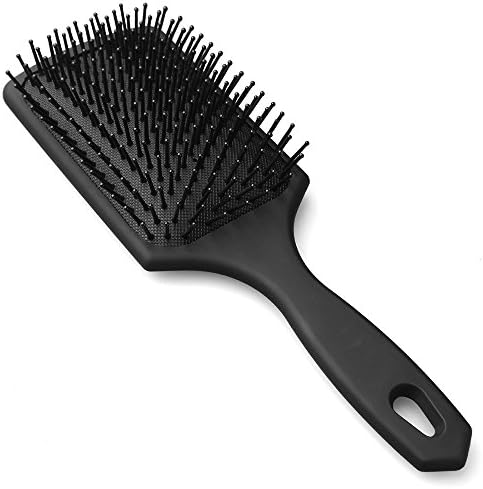 Longtrix Large Square Paddle Hair Brush Cushion Brush with Soft Bristles Anti Static Detangling Velvet Touch for Blow Drying and Styling (Black, DB-1)