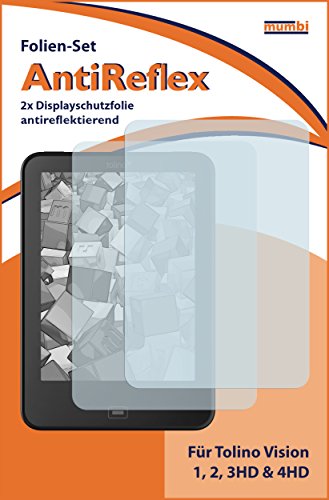 2 x mumbi Displayschutzfolie Tolino Vision 1, 2, 3HD, 4HD Schutzfolie AntiReflex matt - 2