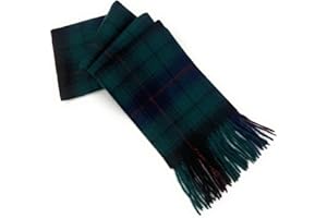 BRAW CLANS TARTANS 100% Pure Lambswool Tartan Scarf for women and men - 60x12 Unisex, Brushed wool winter long soft warm tartan check scarves - Gift for Christmas
