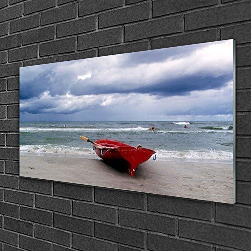 Acrylic Glass Print Wall Art by Tulup 100x50cm Print on Plexiglas® Decorative Wall Picture behind Plastic / Acrylic Glass Image Theme: Boat Beach Sea Landscape