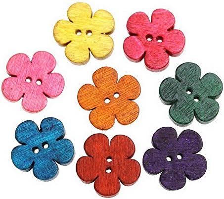 Zalago Flowers 50 LOECHER Wooden Buttons Buttons 19 mm x18 mm DIY Craft