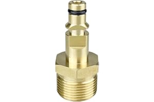 PMTFUMY 1-Piece M22 Pressure Washer Connector，Brass M22 Pressure Washer Plug to Quick Connect Coupler Adapter – Compatible with Karcher Washer Gun Hose Pipe