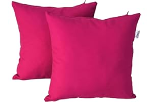 DiseLio 2 Fundas de Cojín Algodón 45 x 45 cm Color Fucsia, Hecho en España. Cojines Decorativos Color Liso para decoración de la casa (L-C-45x45 Fucsia)