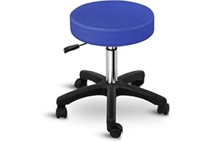 PHYSA WELLNESS & LIFESTYLE Physa Rollhocker Drehstuhl Arbeitshocker Drehhocker Aversa Blue (blau, Gestell: polierter Stahl, Sitz: PVC und Schaumstoff, Sitzhöhe: 45-58 cm, belastbar bis 150 kg)