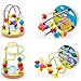 Fajiabao 2 Pcs Brightly Coloured Mini Size Wooden Bead Maze Roller Coaster Puzzle Toy Counting Frames Lovely Christmas Birthday Gift for Toddlers Random Delivery (Style A)