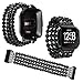 Produktbild Für Fitbit Versa Armband Damen,Qianyou Fitbit Versa Armband Perlen Luxus Handgelenk Ersatzband Armbänder Klassisches Armband Uhrenarmbänder Uhrenarmband für Fitbit Versa Uhr,4 Reihen Schwarz