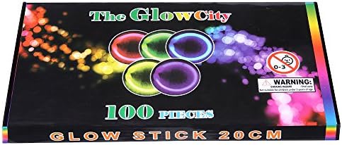 The Glowcity Premium Glow Stick, Glow Bracelets, Glow in the Dark Sticks, Necklaces, Party, with 100 Connectors (Mixed) 100 Pack