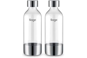 Sage - The InFizz Bottles 1L - Bouteilles Compatibles avec la Machine à Soda InFizz Fusion - 2 Packs - Acier Inoxydable Brossé