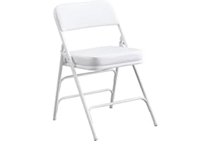 BOOSDEN Folding Chair, Foldable Chair, Faux Leather Fold Up Chairs for Home, Office, Dining, Portable and Compact Metal Frame Folding Seat, Thickened Padded Fold Out Chairs Indoor & Outdoor, White