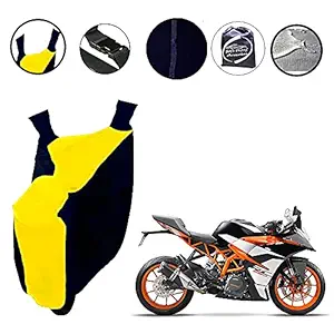 Autopearl Water Proof PVC Matty Neon Yellow & Blue Bike Body Cover With Mirror Pockets,Buckle Belt,Carry Bag - KTM RC390 (Blue_Free Size)
