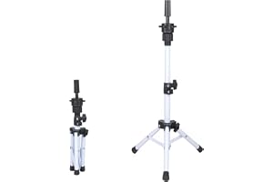 VEELTRAS 19 tums justerbar stativ stativ, mini träningshuvud stativ, vit | Metal Head Stand för träning Mannequin huvuden och Canvas Block huvud, 360 ° rotation