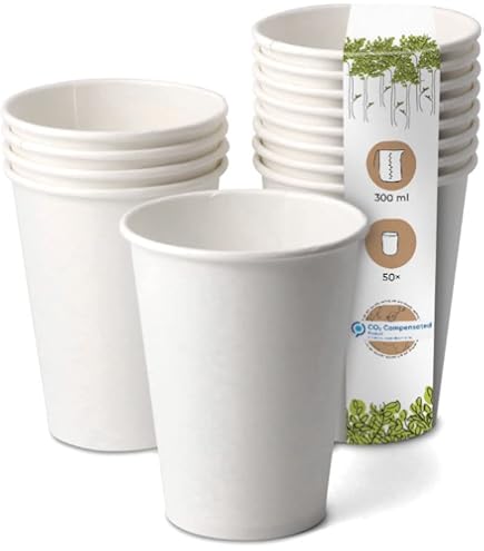 BIOZOYG 50 stuks papieren koffiebekers 100 ml 62 mm wit met milieucons - wegwerpbekers plasticvrij - beker uit duurzame bosbouw - koffiebeker wegwerp BIOZOYG 50 stuks papieren koffiebekers 100 ml 62 mm wit met milieucons - wegwerpbekers plasticvrij - beker uit duurzame bosbouw - koffiebeker wegwerp