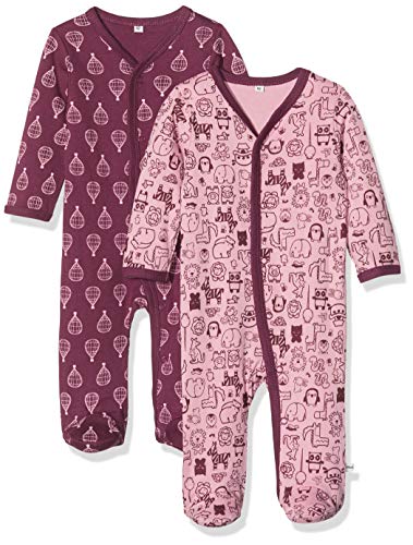 Pippi 2er Pack Baby Schlafanzug Aufdruck, Langarm Mit Füßen Pijama, Morado (Lilac 600), 62 para Bebés