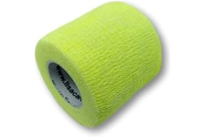 LisaCare Benda coesiva, autoadesiva, elastica, larghezza 5 cm, per persone e animali, per sport, lavoro, equitazione, colori e motivi assortiti (giallo fluo, set da 12 pezzi