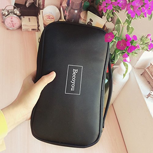 Becoyou Multifunktionale Kosmetiktasche von Höher Quilität Schminktasche Make-up Organizer Tasche für Pinsel Aufbewahrung Kulturtasche Kulturbeutel Kosmetiktüte für Reise und zu Hause (Schwarz) - 3