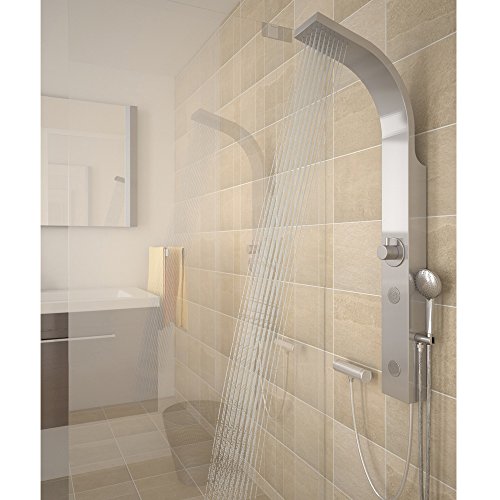 Edelstahl Duschpaneel mit integrierter Kopfbrause zwei Massagedüsen inkl. Handbrause - 3