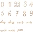 Lolotzii 19 Pieces Baby Milestone Cards, Wooden Numbers Baby Milestone Sign Baby Gift Sets, Newborn Photography Prop Newborn Growth Monthly Card