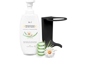 ‎BLANC HYGIENIC SET: Feuchttuch aus der Flasche 2x300 ml + 2 x Wandhalterung schwarz, Intim Reinigungs- & Pflegeschaum