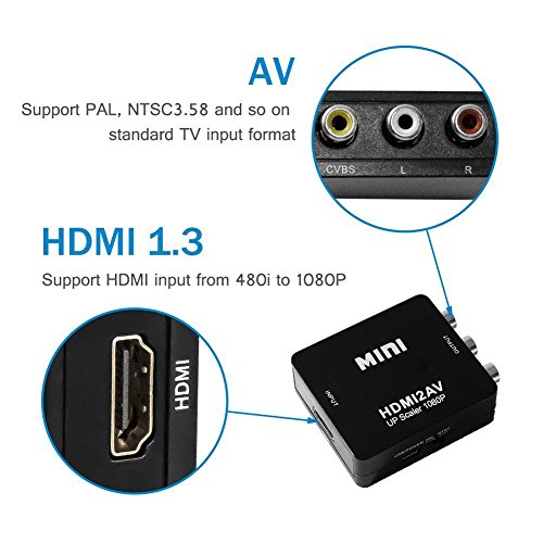 HDMI auf AV Adapter, VANDESAIL 3RCA CVBS Composite Video Audio Konverter 720P/1080P für TV PS3 VHS VCR DVD (HDMI, AV) - 2