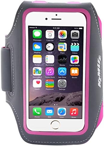 KIMLEE Running Workout/Exercise Armband Case Fingerprint Touch Supported Gym for iPhone 7, 6Plus, 6S Plus Galaxy S6/S5 Pink S (Suit for 5.0 inches mobile phone)