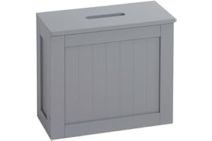 DUEPEKT Slimline Wooden Bathroom Storage Unit, Toilet Roll Paper Cabinet, Compact Wooden Shaker Bathroom Box, Multi-Purpose Cleaning Tidy Box, Gray 37cm x 17cm x 33cm (Slim Storage Unit)