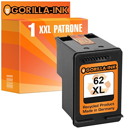 Gorilla de Ink® 1 impresora de tinta XXL compatible para HP 62 XL Black - 66% más de capacidad. HP Officejet 5740 5745 8000 Series 8040 8045