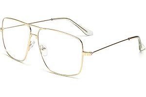 Teuena Monturas para Hombres y Mujeres, Rectángulo Clásico Universal con Bisagras Reforzadas Oro, Gafas Sin Graduar Sustituibles, para Combinación Decorativa