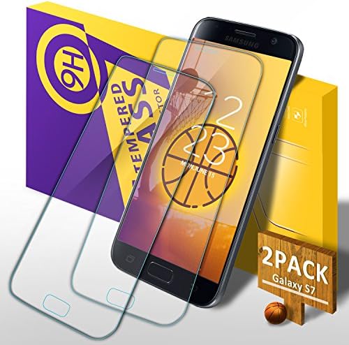 Dahuang Samsung Galaxy S7 Screen Protector, [2 Pack] Samsung Galaxy S7 Full Coverage HD Crystal Clear Tempered Glass Screen Protector, 9H Anti Scratch and Anti Shatter Protective Film Guard Cover - Transparent