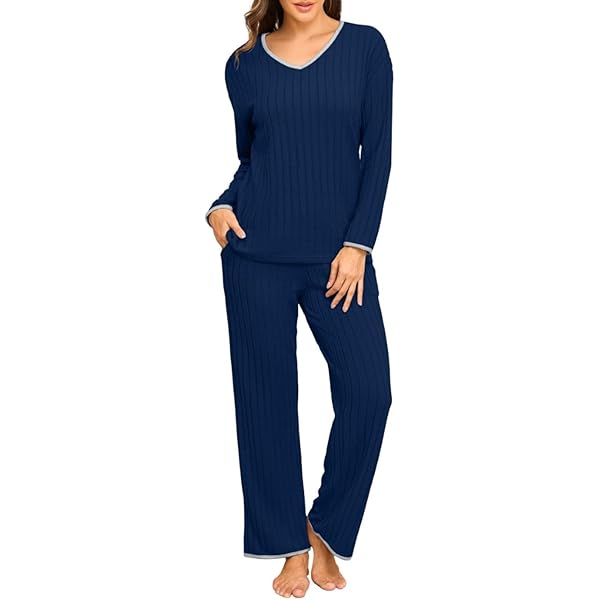 GRECERELLE Pyjamaset voor dames, loungewear, tweedelig, elegant, geribbelde homewear, herfstoutfit, losvallend, lange mouwen, wijde beenbroeksets, donkerrood, XL GRECERELLE Pyjamaset voor dames, loungewear, tweedelig, elegant, geribbelde homewear, herfstoutfit, losvallend, lange mouwen, wijde beenbroeksets, donkerrood, XL