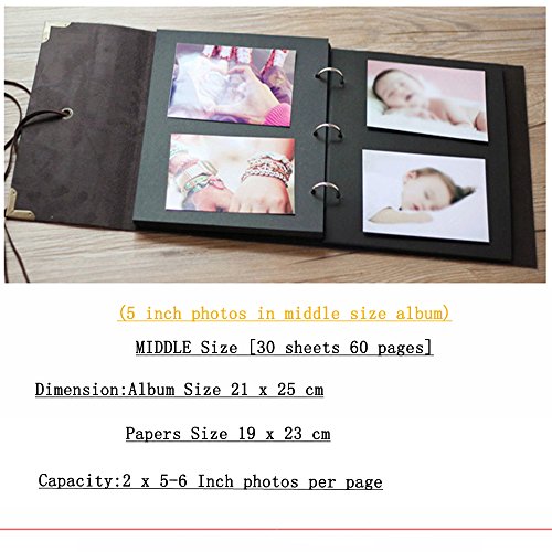   lbum de Foto  YAOHU Retro Cuero Adhesivo Autoadhesivo   lbum de Recortes Libro de Visitas de Boda con P  ginas Aniversario Navidad Valentines Cumplea  os Regalo Para Mam   Novia Ni  os  Medio