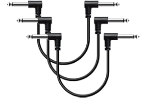 Shaevle Patchkabel Gitarre Pedal 15CM Rechtwinklig 6.35mm Instrumentenkabel geräuschlos Klinkenpatchkabel für Effektpedale Schwarz 3 Stück