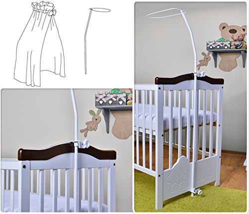 Preisvergleich Produktbild Universal Betthimmel Halterung für Kinderbetten – praktisch Babybett, Moskitonetz Kleiderbügel – passend für alle 0815 Wiege