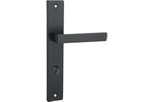 domino QUBIK BLACK - Juego de manillas para puerta de baño (78 unidades, izquierda y derecha, para puertas de baño, forma de L, herrajes para puertas de aluminio, color negro)